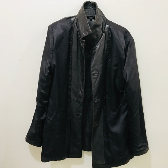 Couture by J.Park Lamb Leather Jacket L Brown Coat - Picture 7 of 8